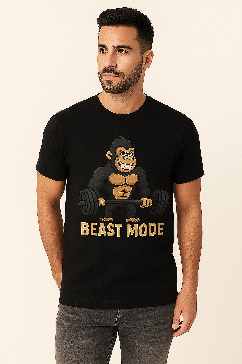 Black Gorilla Print Tshirt